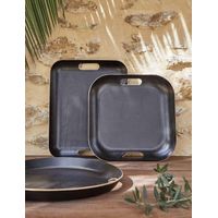 Plateau carré en bois noir 39 cm - Visuel 0